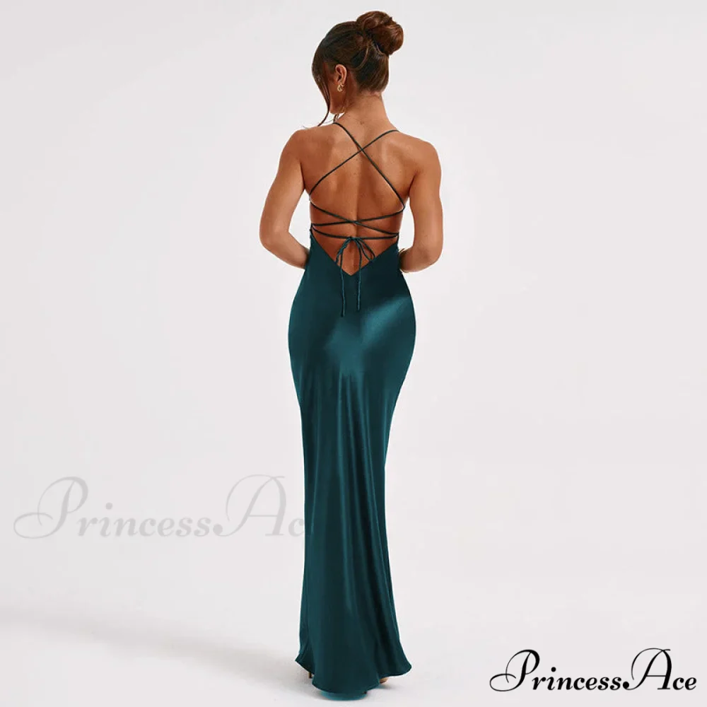 Emilia Draped Stylish Satin Gown - Image 12