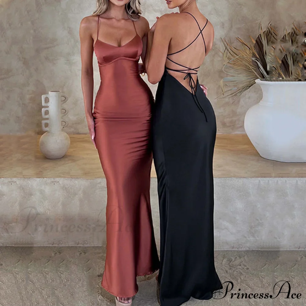 Emilia Draped Stylish Satin Gown - Image 8