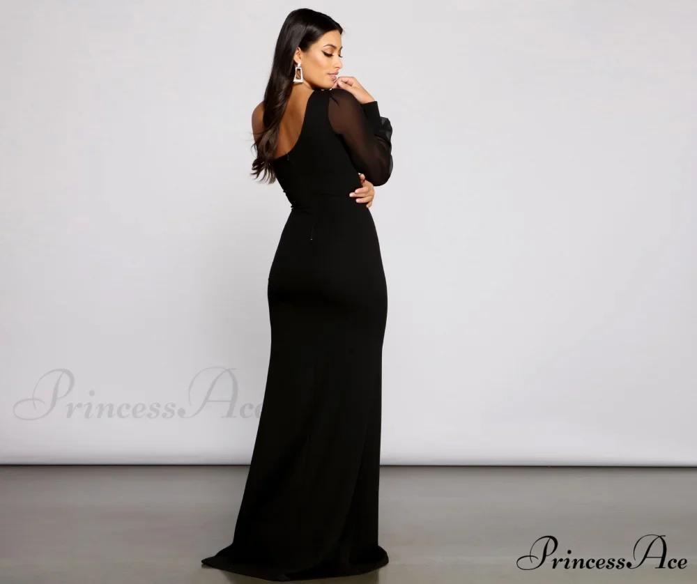 Odette Formal One Charming Shoulder Crepe Mermaid Dress - Image 2
