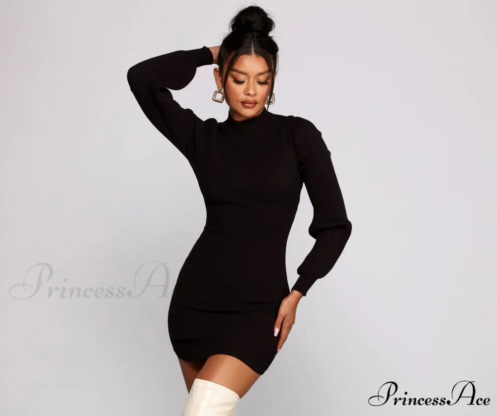 All Dolled Up Charming Ribbed Knit Mini Dress - Image 4
