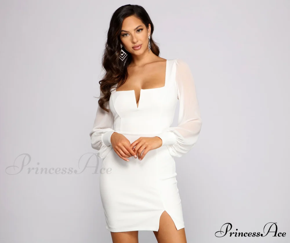 Blake Chiffon Sleeve Charming Crepe Mini Dress - Image 5