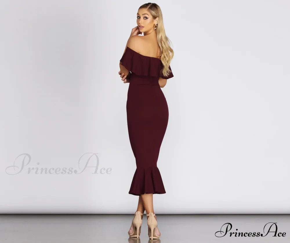 Ready And Stylish Ruffled Midi Dress - Image 4