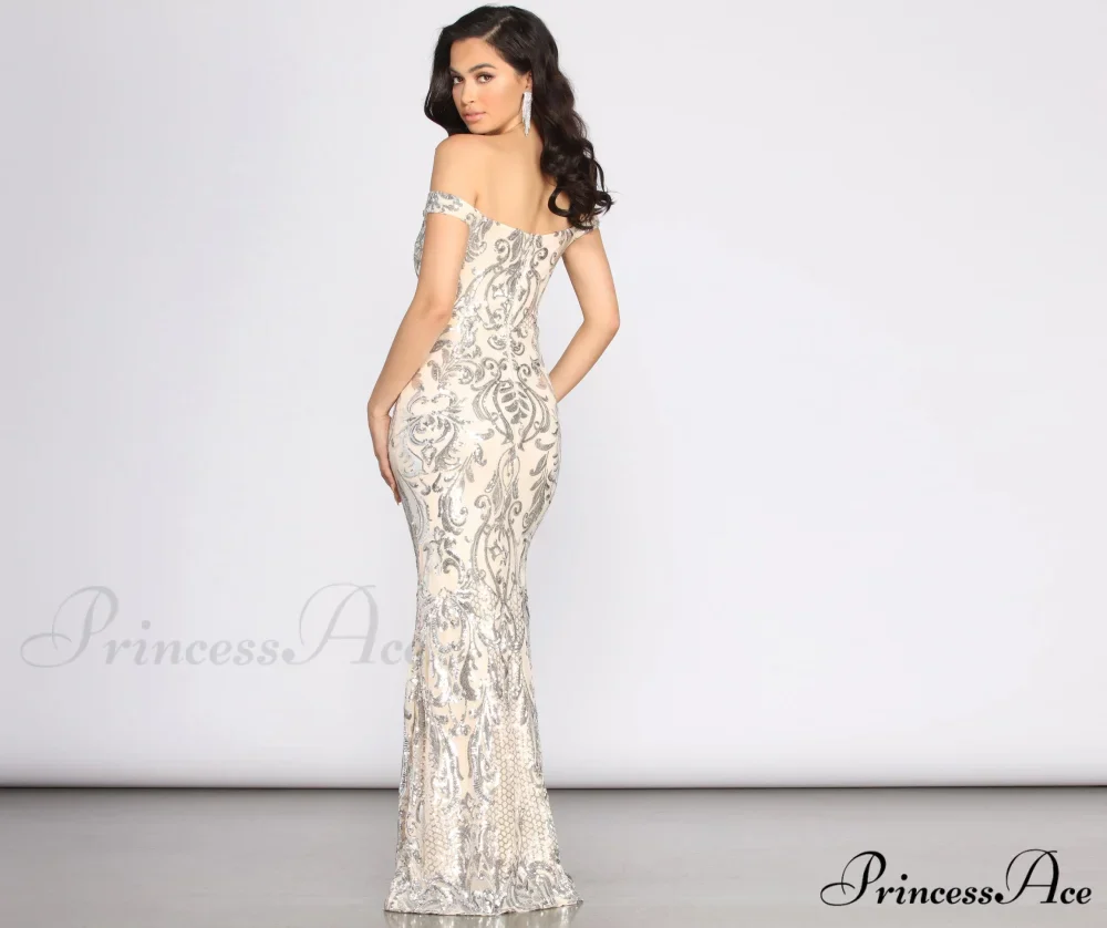 Clara Sequin Stylish Off Shoulder Dress - Image 2