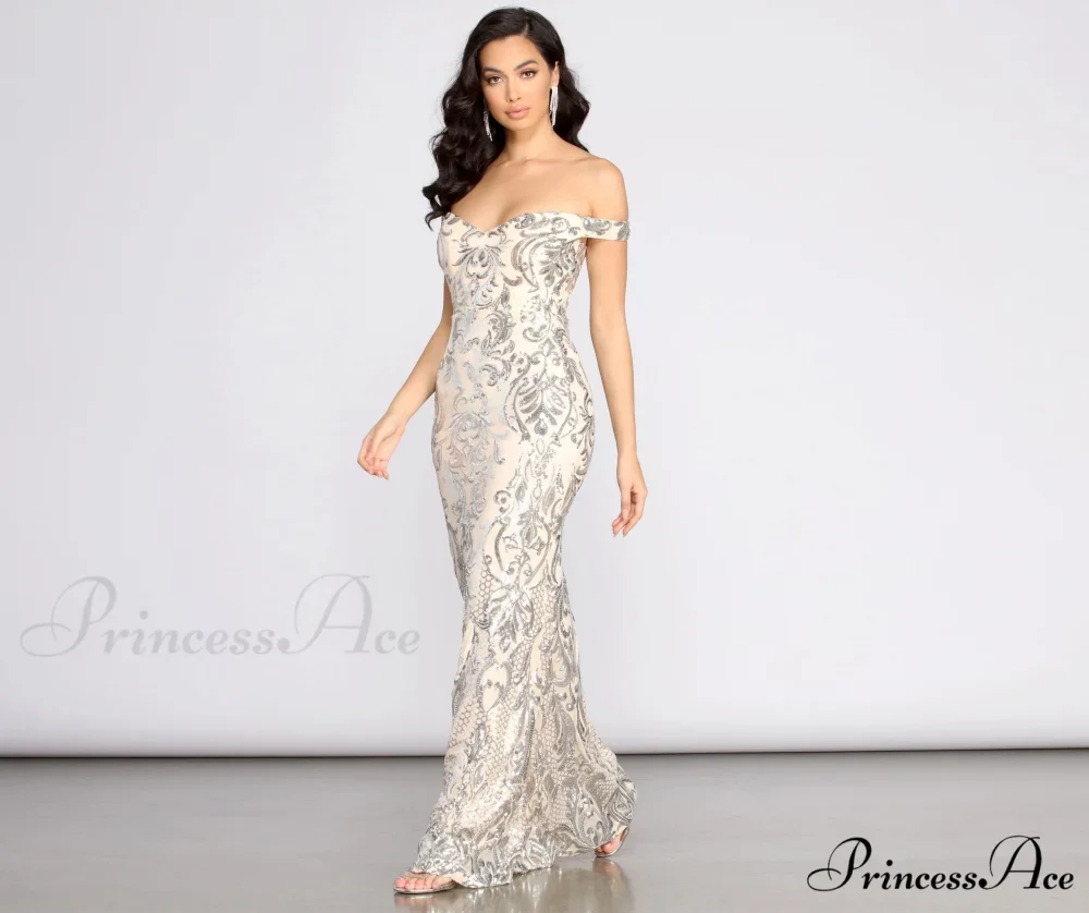 Clara Sequin Stylish Off Shoulder Dress - Image 3