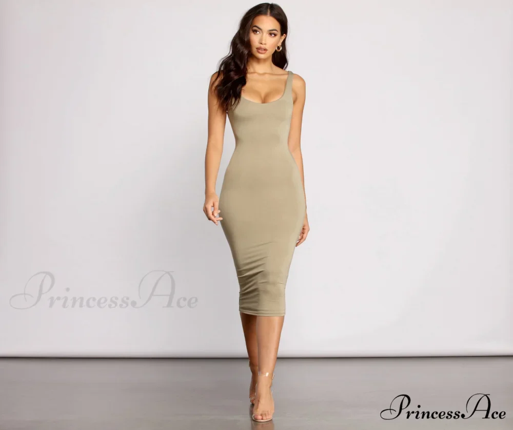 Slay Every Day Basic Graceful Scoop Neck Midi Dress - Image 12