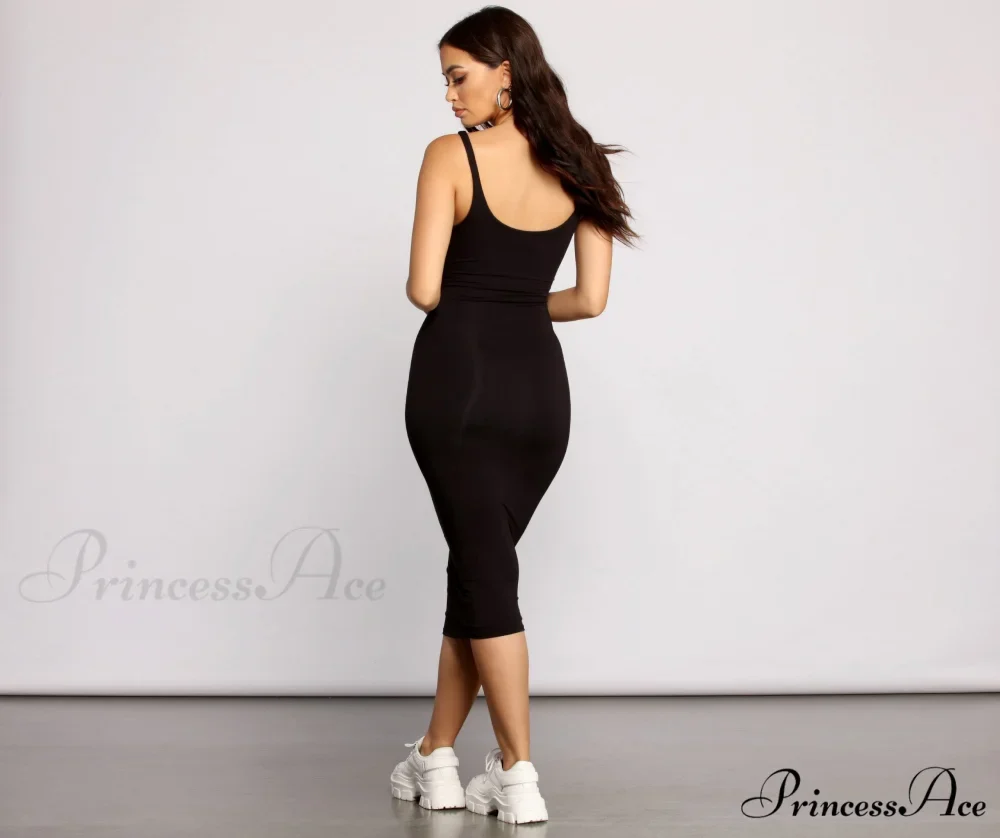 Slay Every Day Basic Graceful Scoop Neck Midi Dress - Image 2