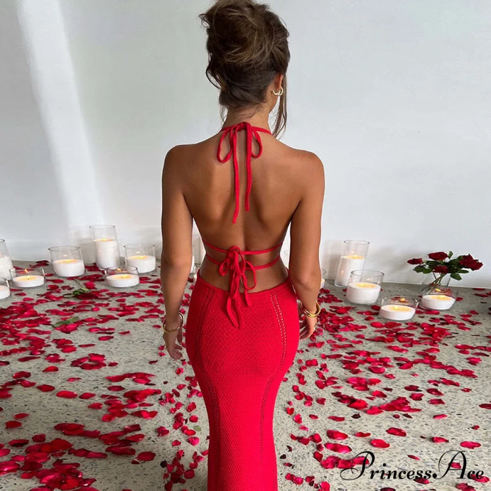 Sexy Backless Wrap Charming Chest Midi Dress - Image 8
