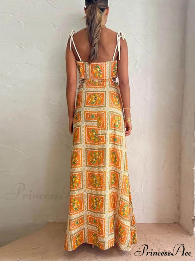 Unique Lemon Stylish Print Strappy Dress - Image 3
