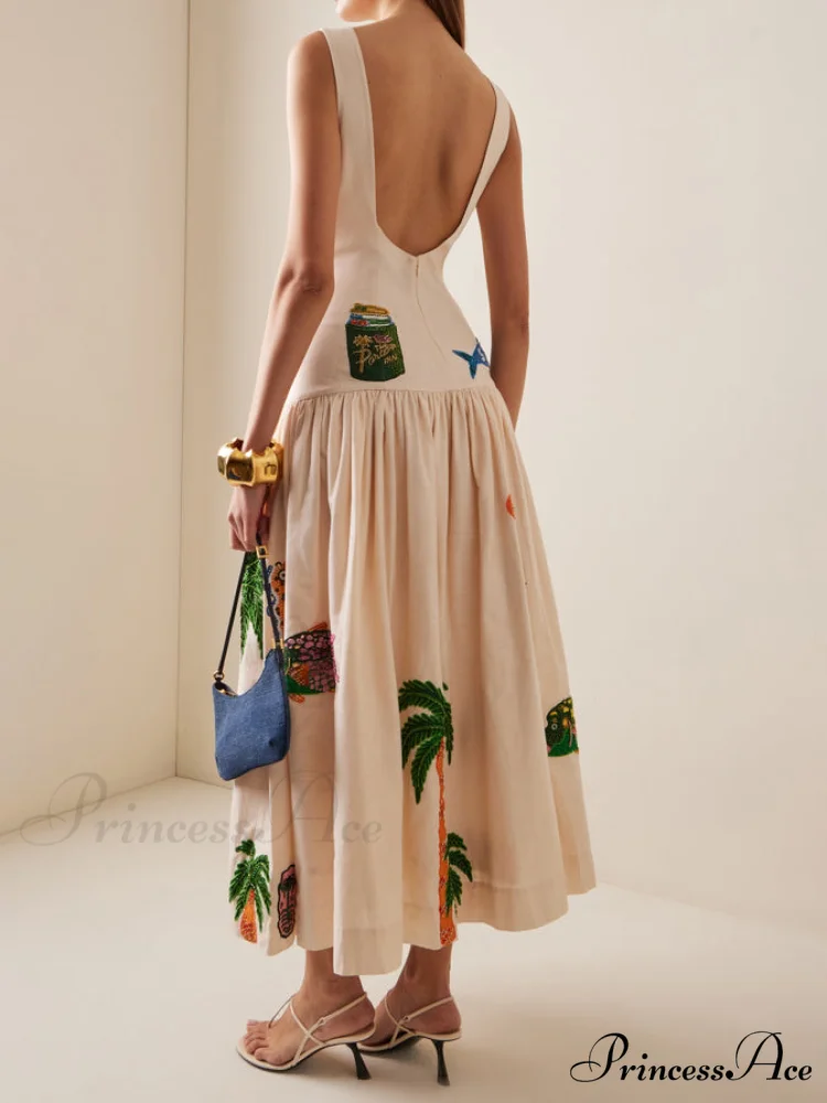Unique Print Stylish Ocean Midi Dress - Image 2