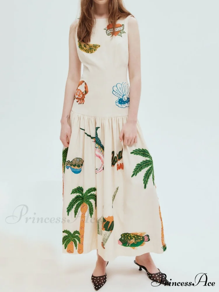 Unique Print Stylish Ocean Midi Dress - Image 4