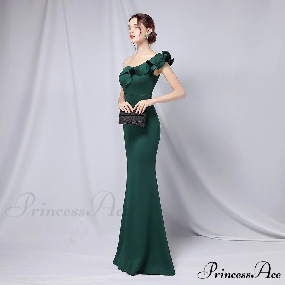 Delana Formal One Charming Shoulder Satin Dress - Image 11