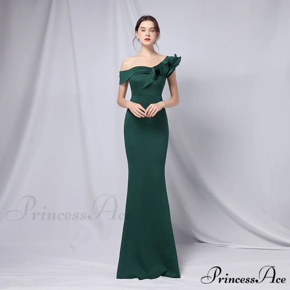 Delana Formal One Charming Shoulder Satin Dress - Image 12