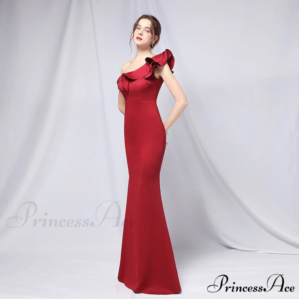 Delana Formal One Charming Shoulder Satin Dress - Image 2