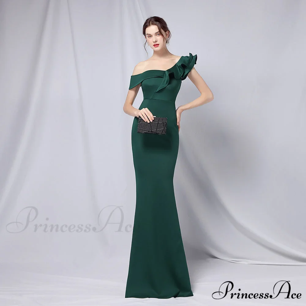 Delana Formal One Charming Shoulder Satin Dress - Image 3
