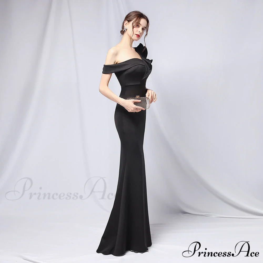 Delana Formal One Charming Shoulder Satin Dress - Image 8