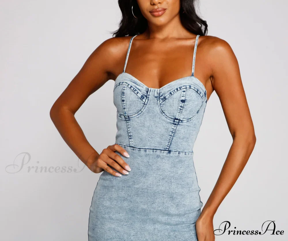 Style Icon Stylish Denim Mini Dress - Image 3