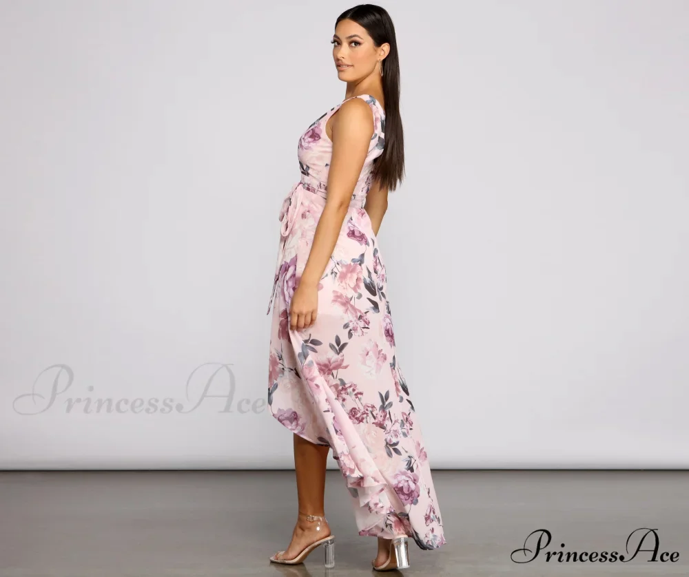 Wrapped In Romance Charming Floral Chiffon Maxi Dress - Image 2