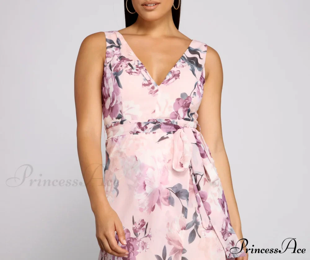 Wrapped In Romance Charming Floral Chiffon Maxi Dress - Image 3