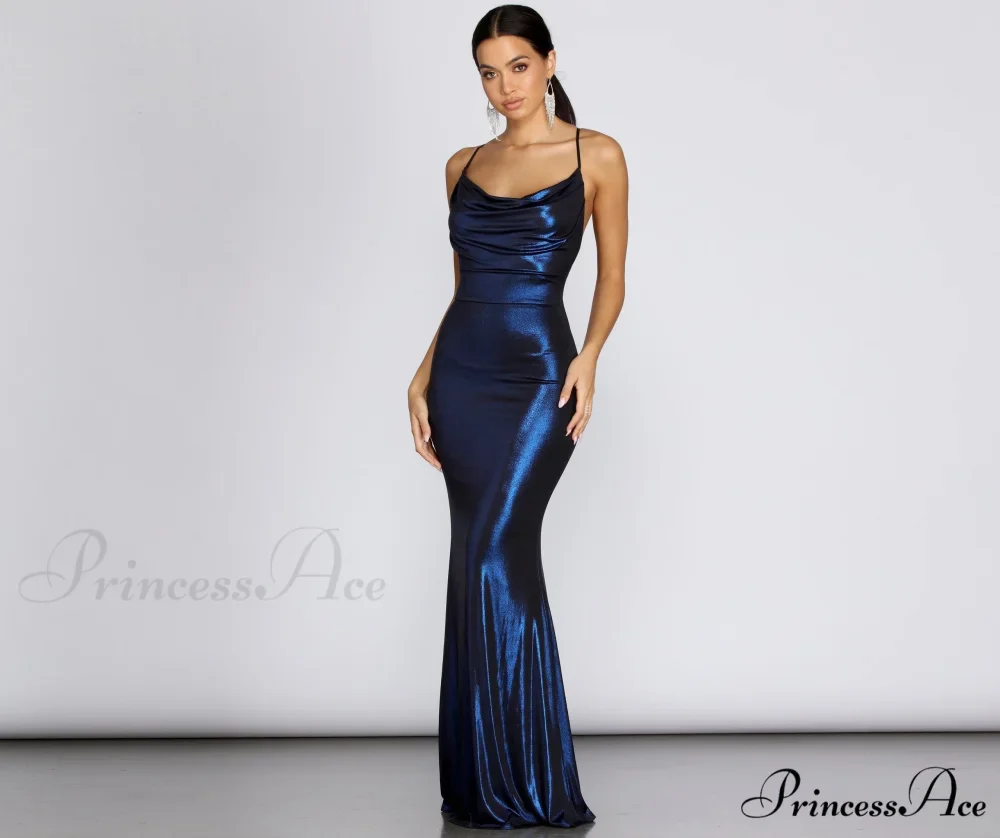 Jenna Metallic Stylish Goddess Maxi Dress - Image 3