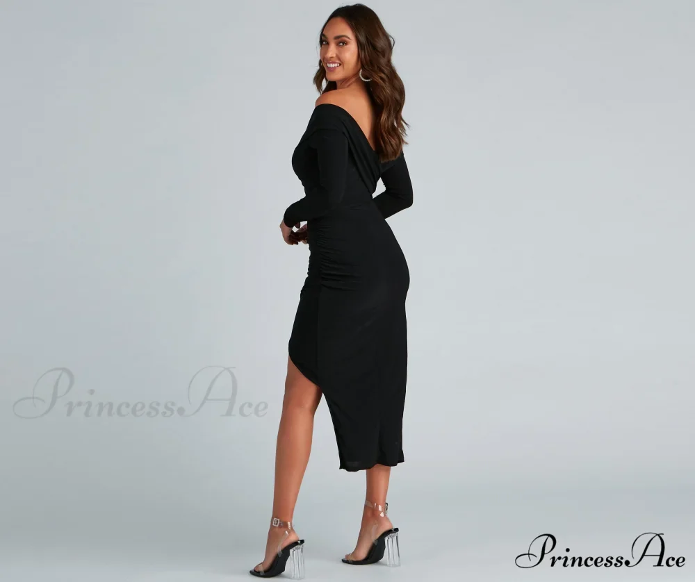Kristy Off-The-Shoulder Stylish Formal Midi Dress - Image 2