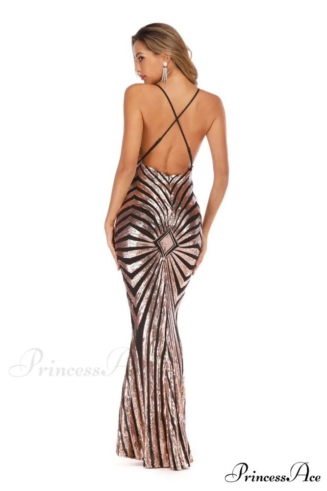 Aubrie Formal Stylish Sequin Scroll Dress - Image 7