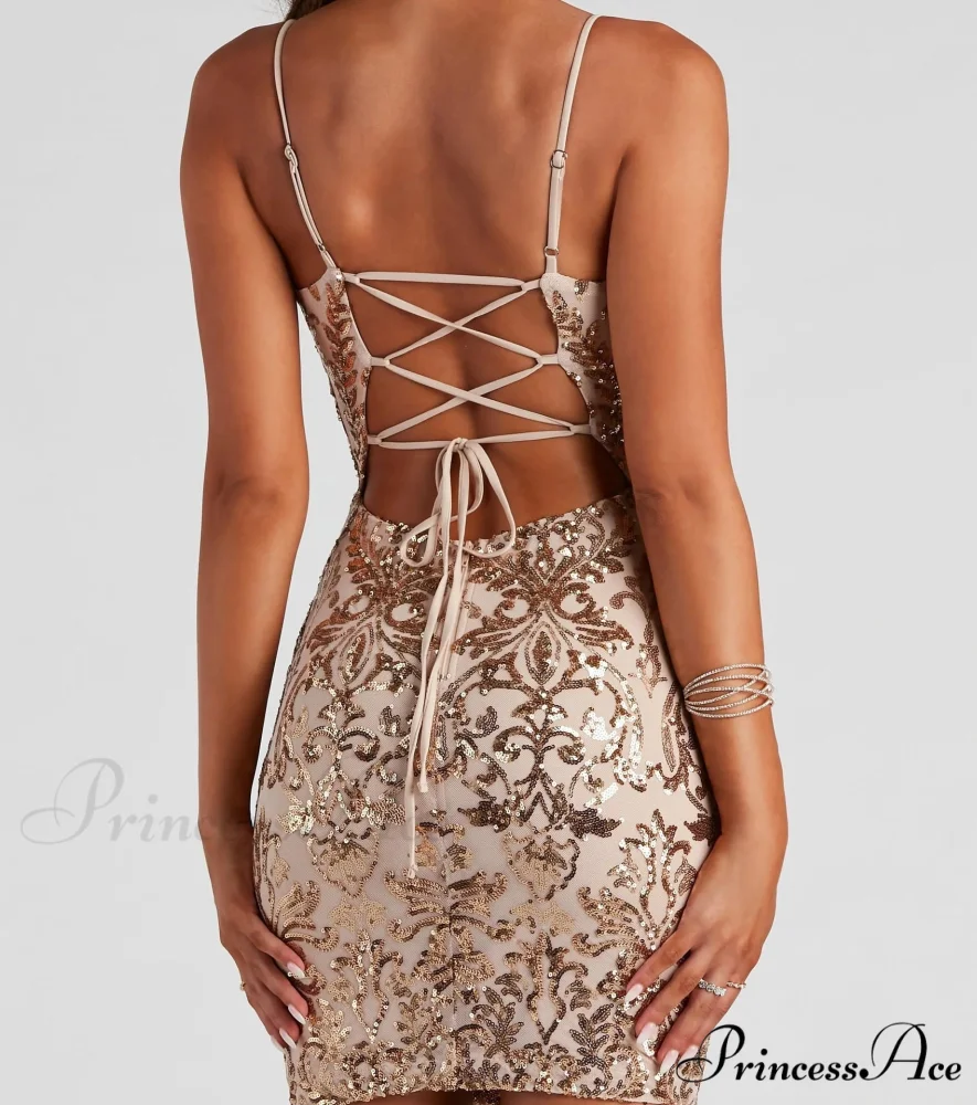 Brianna Sequin Stylish Mesh Bodycon Dress - Image 3