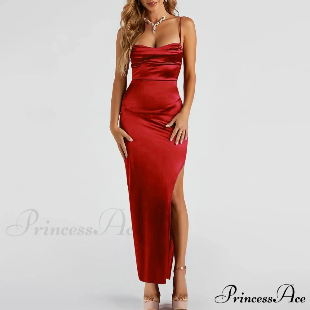 Lola High Slit Charming Satin Dress 2 - Image 10