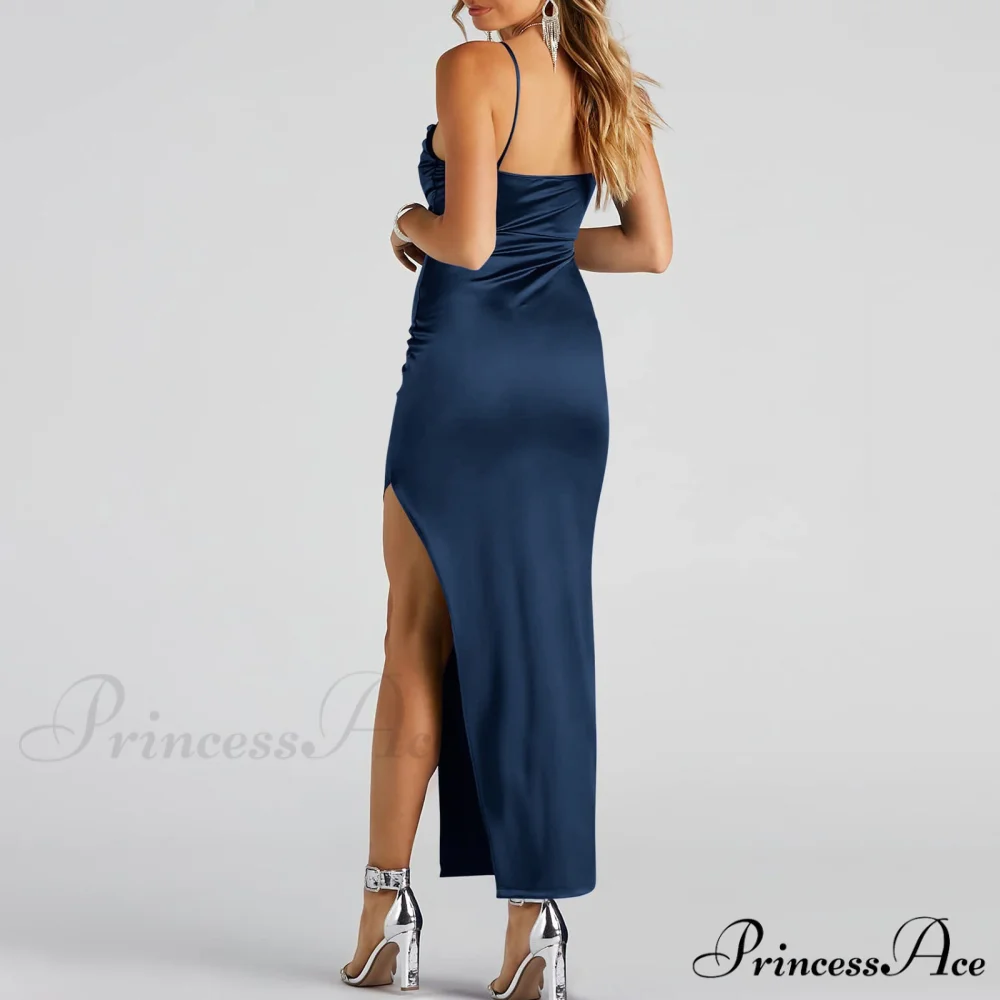 Lola High Slit Charming Satin Dress 2 - Image 2