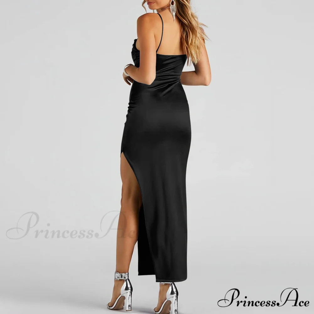 Lola High Slit Charming Satin Dress 2 - Image 3