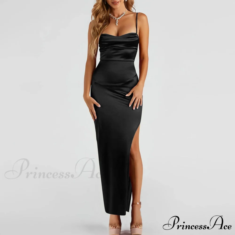 Lola High Slit Charming Satin Dress 2 - Image 4