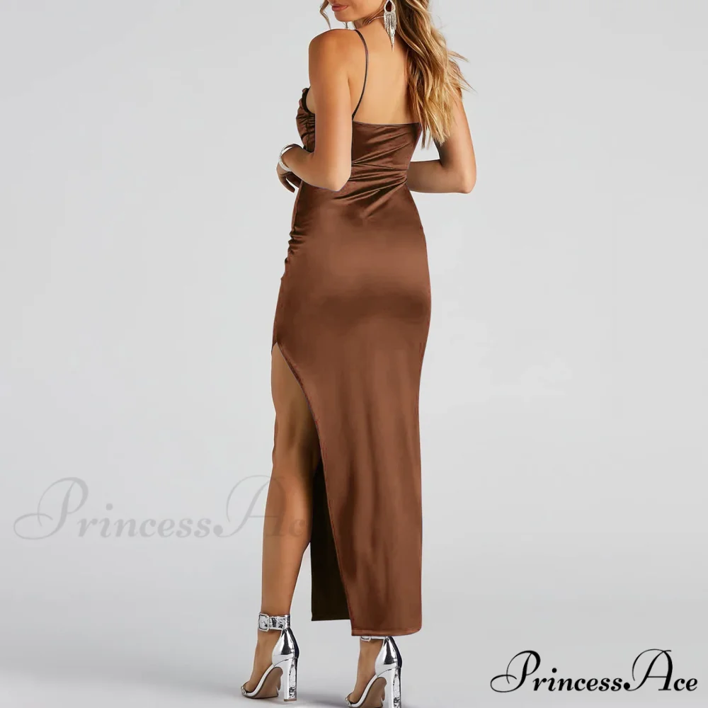 Lola High Slit Charming Satin Dress 2 - Image 6