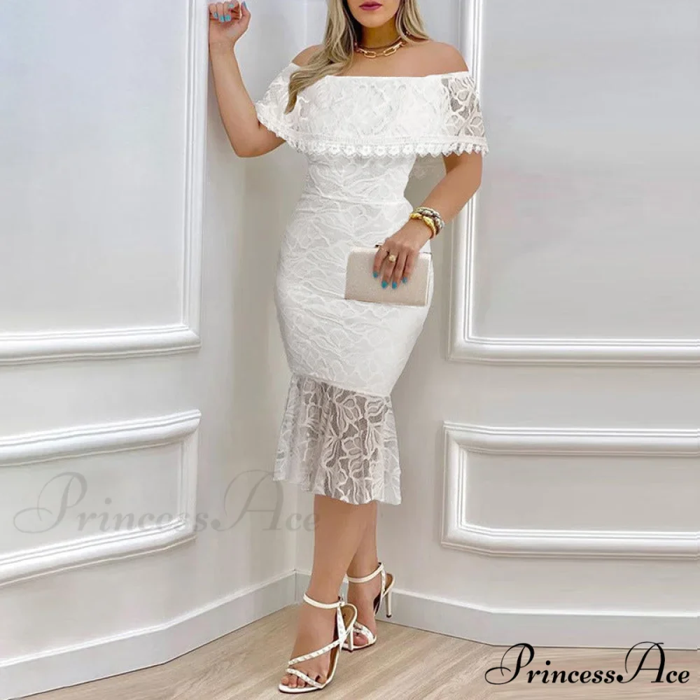 Stunner In Stylish Lace Midi Dress - Image 3