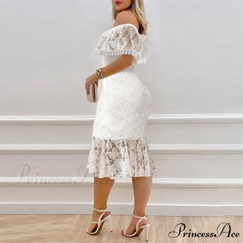 Stunner In Stylish Lace Midi Dress - Image 4