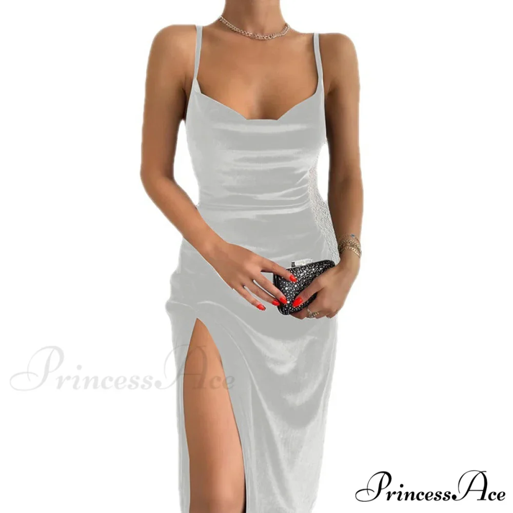 Festive Cheer Velvet Charming Slit Midi Dress - Image 4