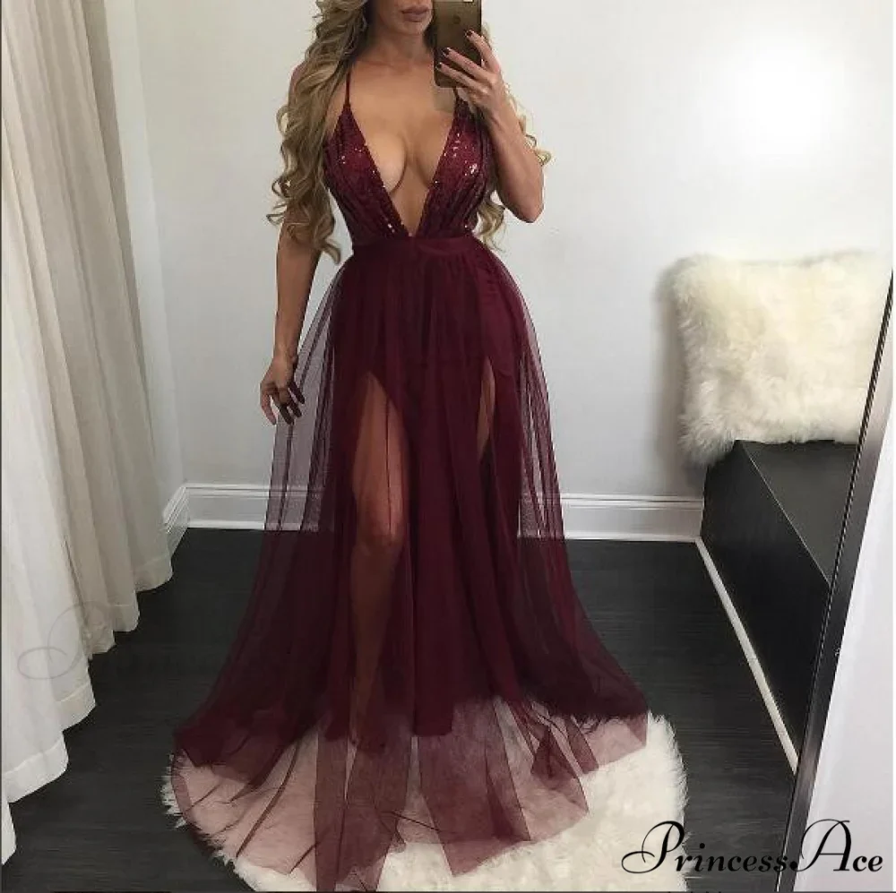 Saylor Formal Double Charming Slit Tulle Dress - Image 4
