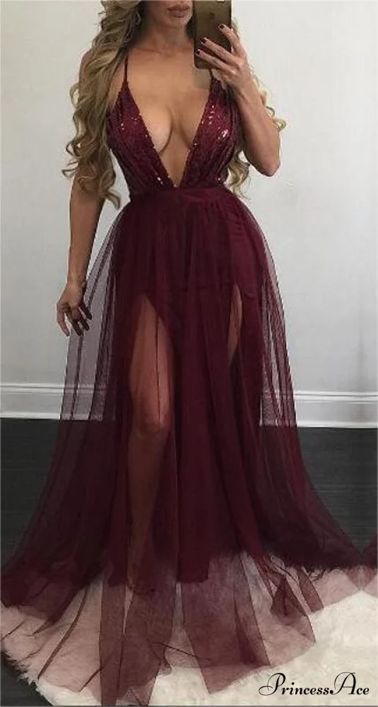 Saylor Formal Double Charming Slit Tulle Dress - Image 5