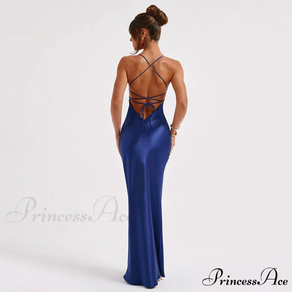 Heidi Formal Stylish Satin Lattice Dress - Image 4