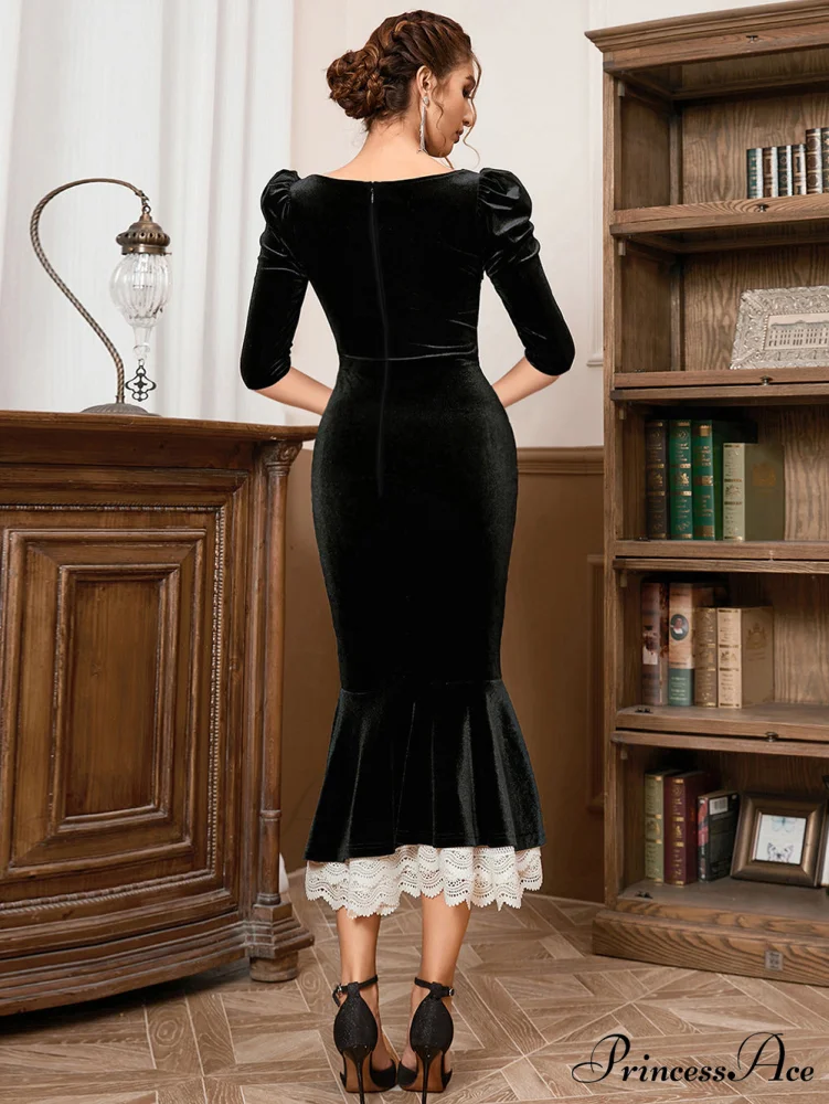 Margot Formal Stylish Ruffled Velvet Dress - Image 4