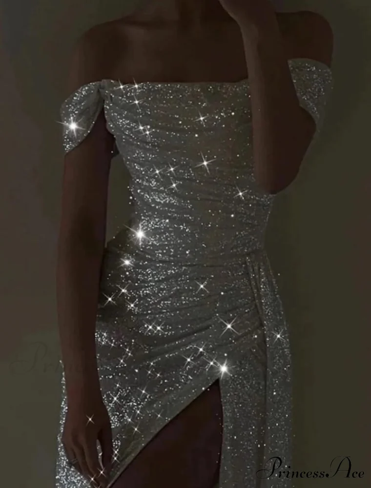 Kaliyah Formal High Charming Slit Lurex Dress - Image 4