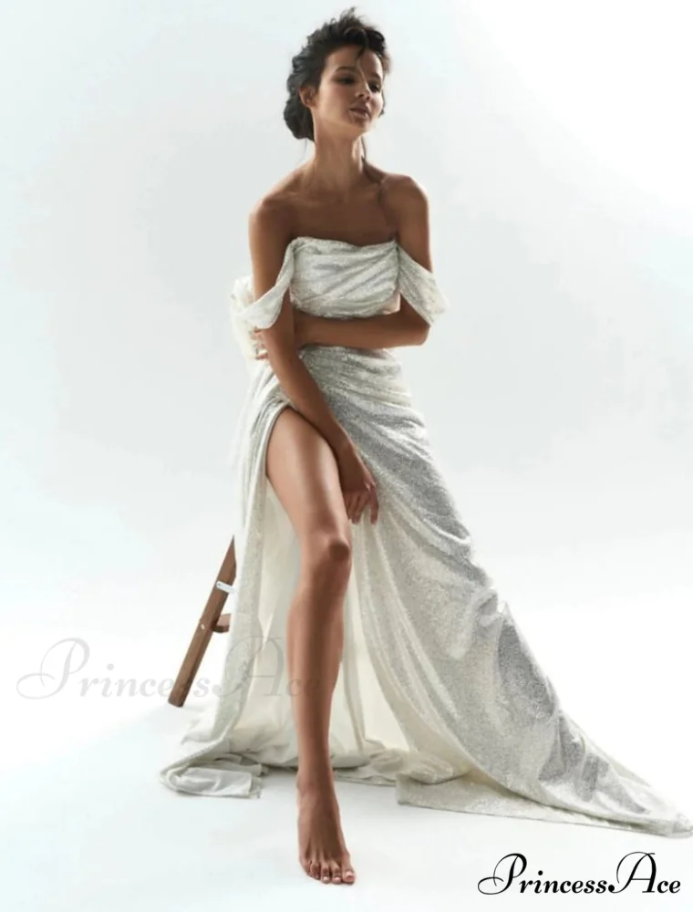 Kaliyah Formal High Charming Slit Lurex Dress - Image 6