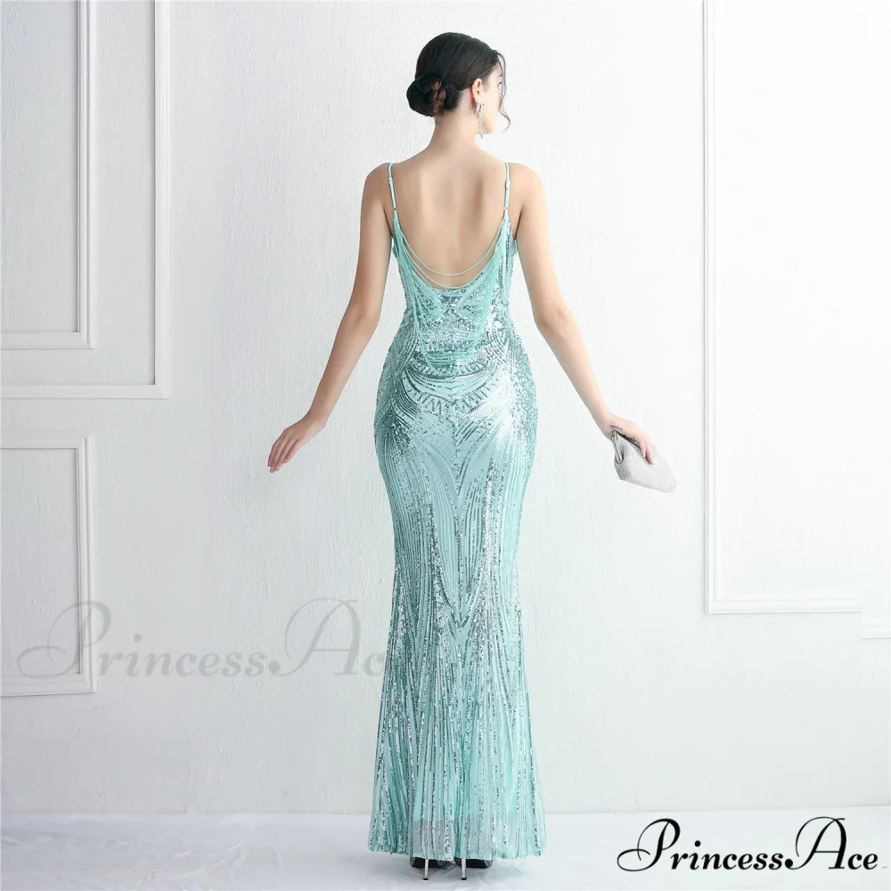 Edlyn Sequin Laceup Charming Mermaid Formal Dress - Image 4