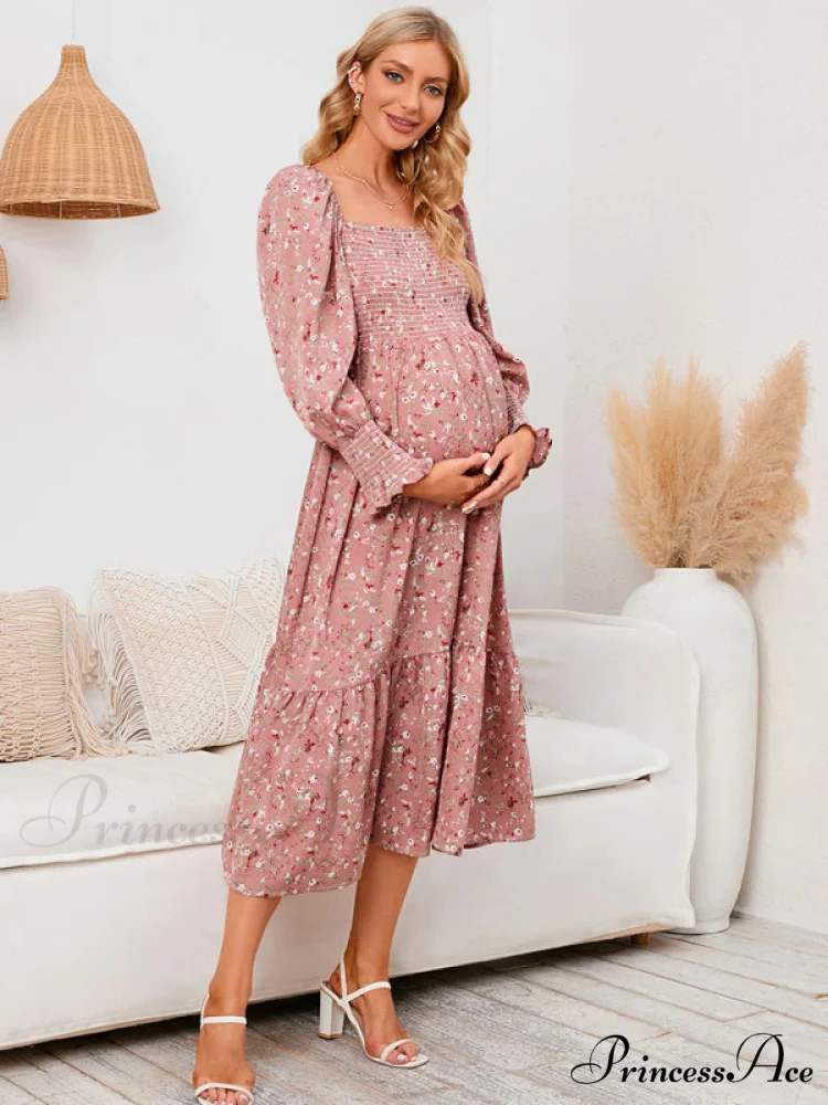 Flowered Maternity Small with Chiffon Gown Print - Image 4