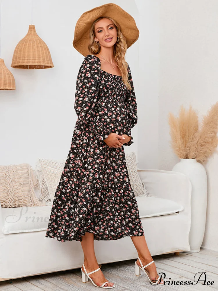Flowered Maternity Small with Chiffon Gown Print - Image 6