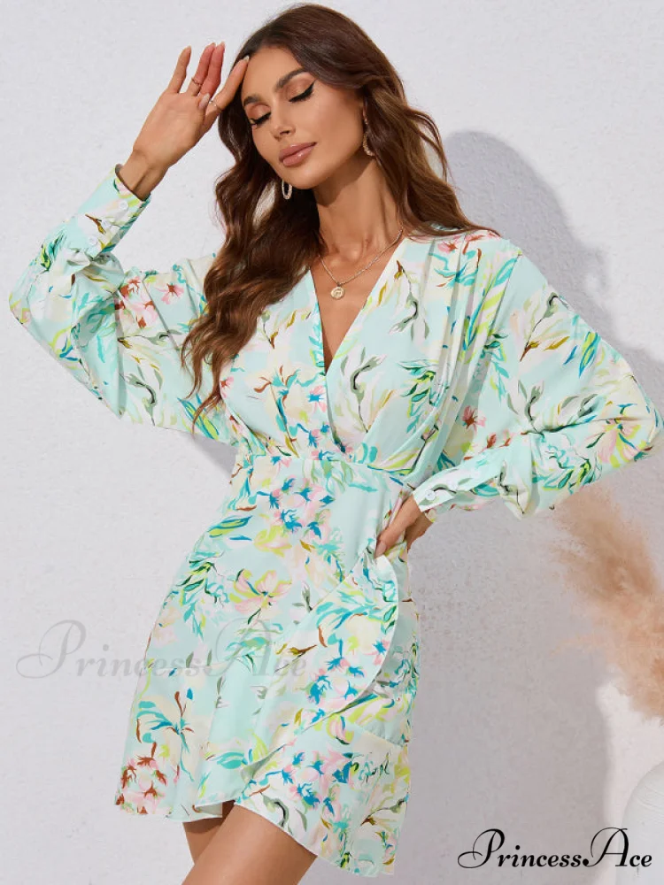 for Gown V-neck And Flare Fit Wrap Flowered Women - Image 10