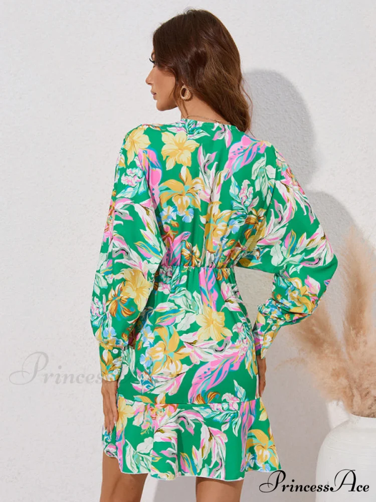 for Gown V-neck And Flare Fit Wrap Flowered Women - Image 13