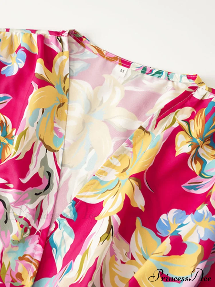 for Gown V-neck And Flare Fit Wrap Flowered Women - Image 3