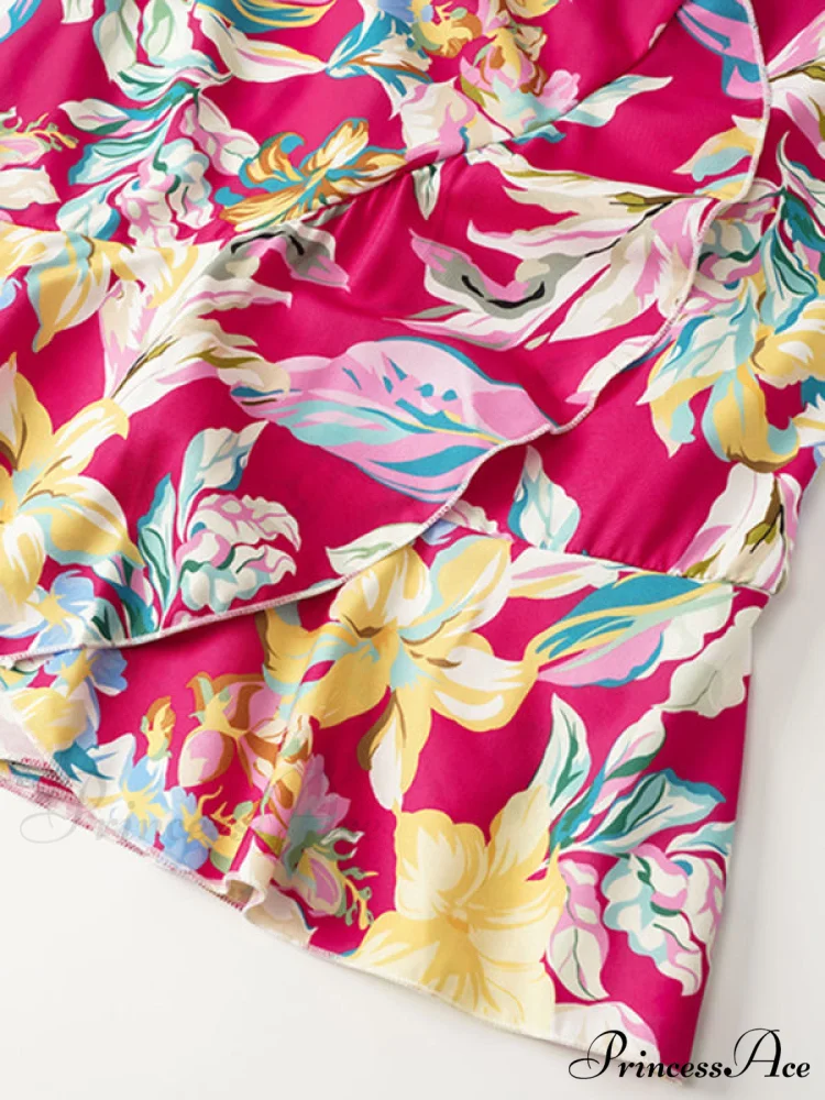 for Gown V-neck And Flare Fit Wrap Flowered Women - Image 5