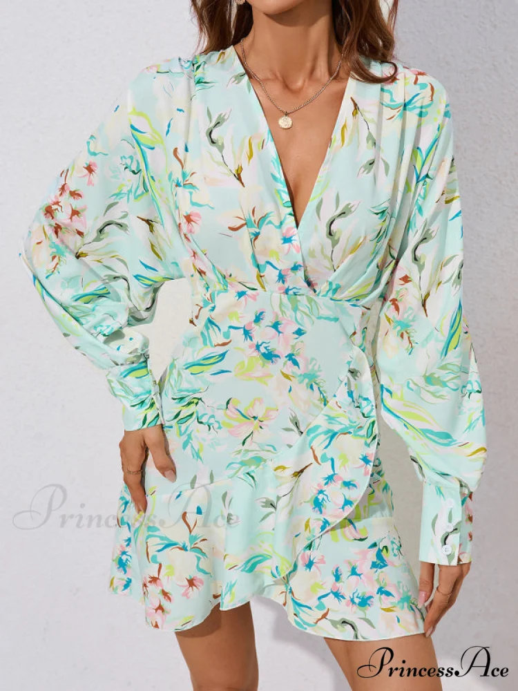 for Gown V-neck And Flare Fit Wrap Flowered Women - Image 7