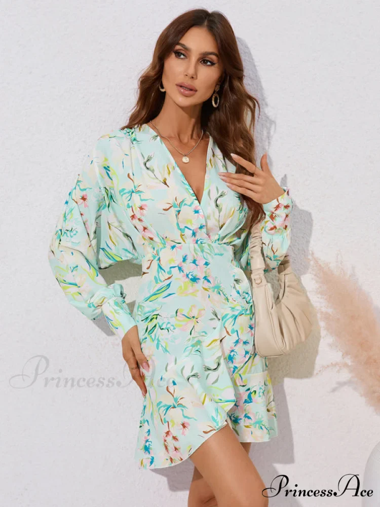 for Gown V-neck And Flare Fit Wrap Flowered Women - Image 8