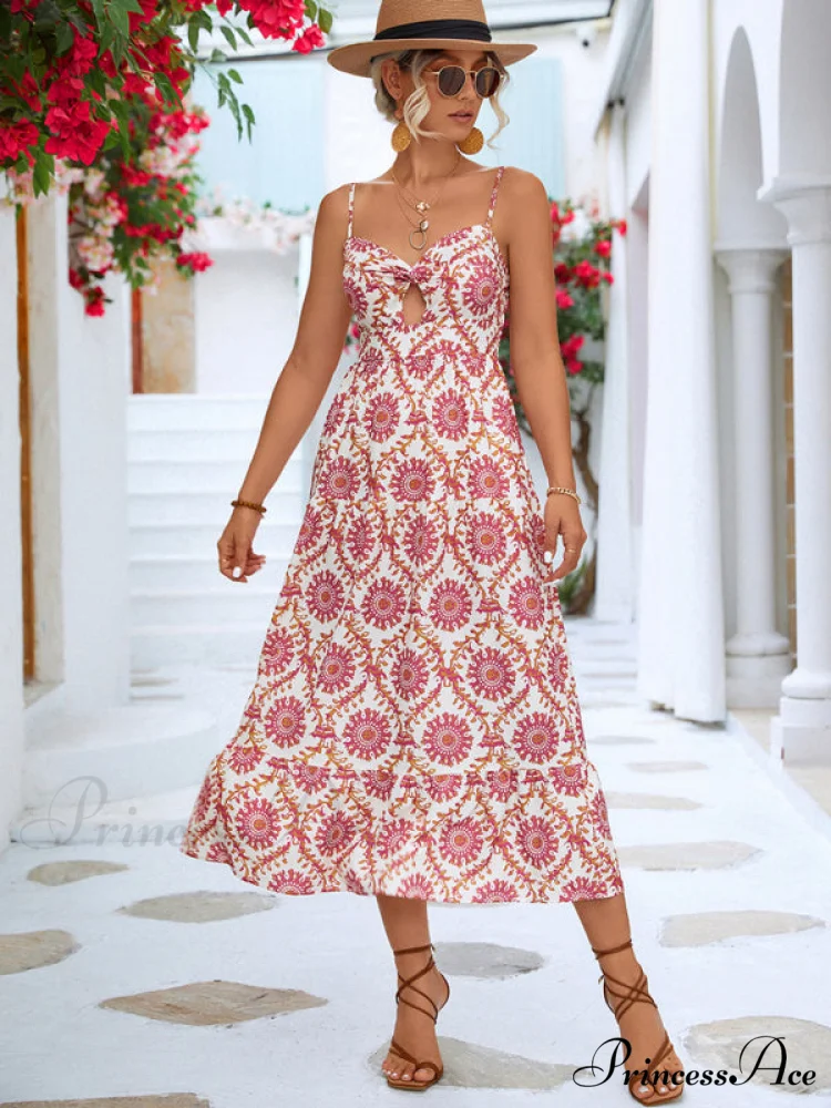 for Gown Midi Flowered Keyhole Women - Image 6